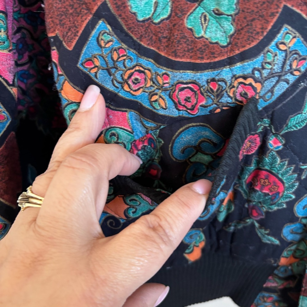 Vintage Carole Little Boho‎ Bomber Jacket Size M Floral Cottage Artsy Hippie USA - Picture 7 of 10